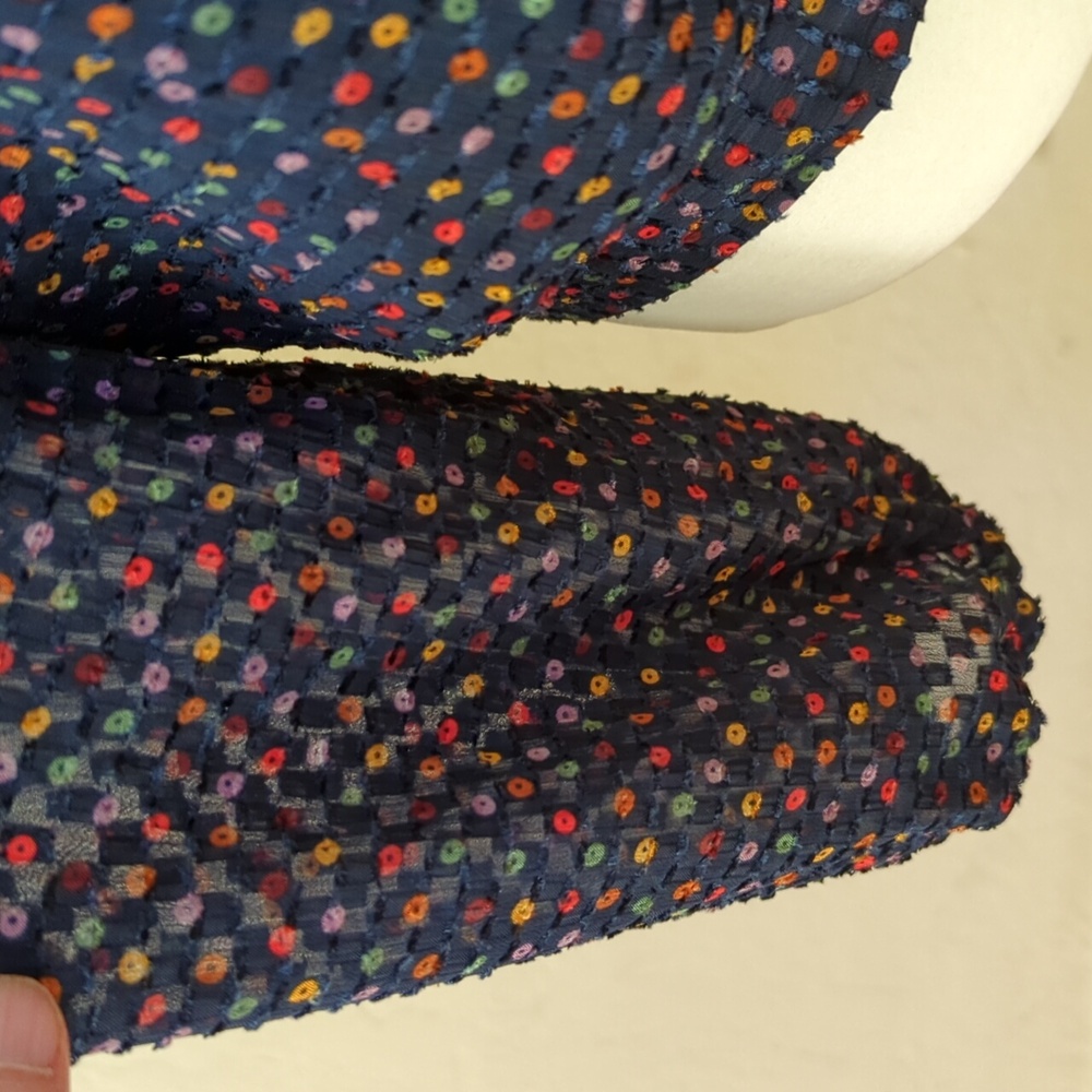 Madewell Lyric Wrap Long Sleeve Top in Confetti Dot Dark Nightfall Size Small - Picture 11 of 13